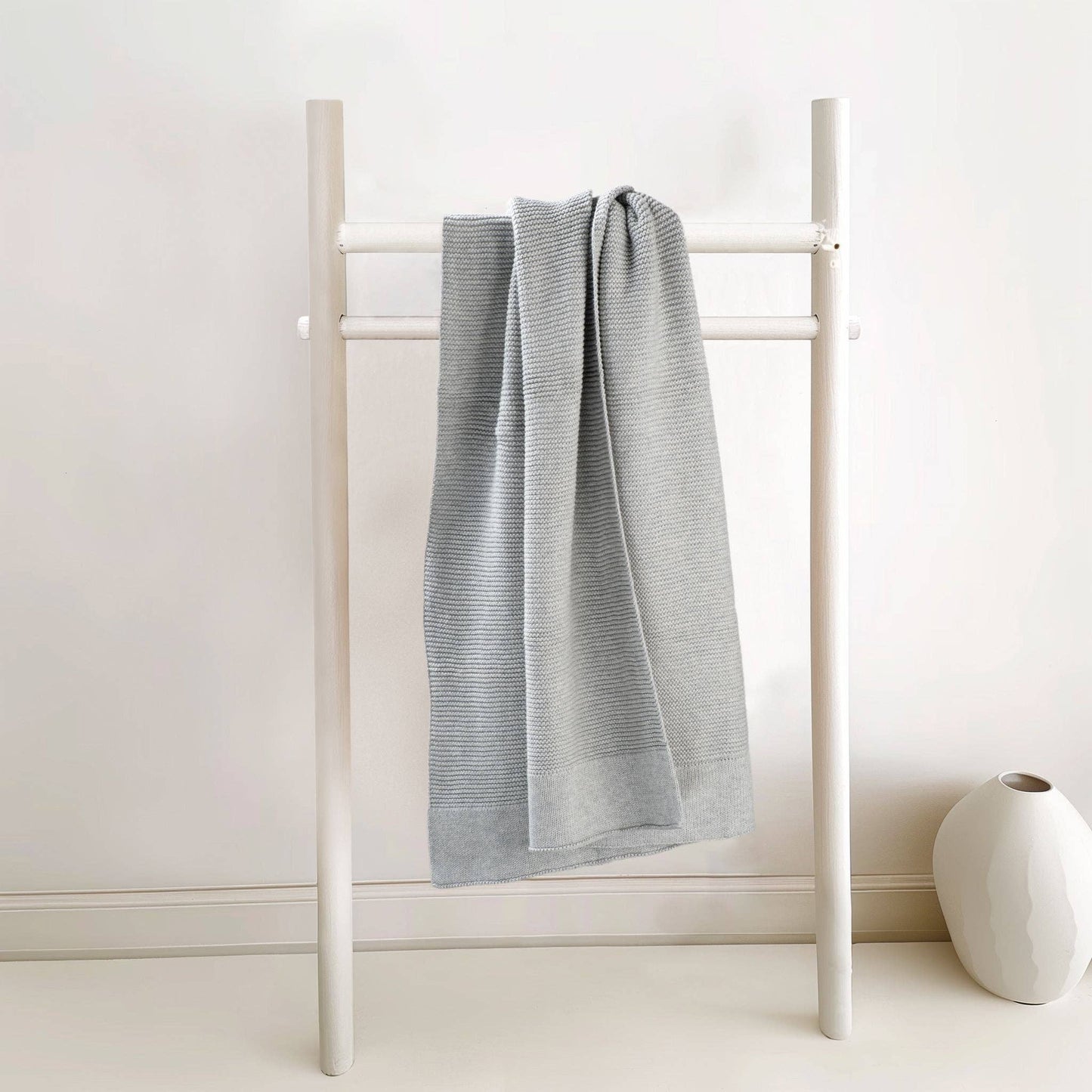 Personalised 100% Cotton Classic Knit Baby Blanket - Dove Grey