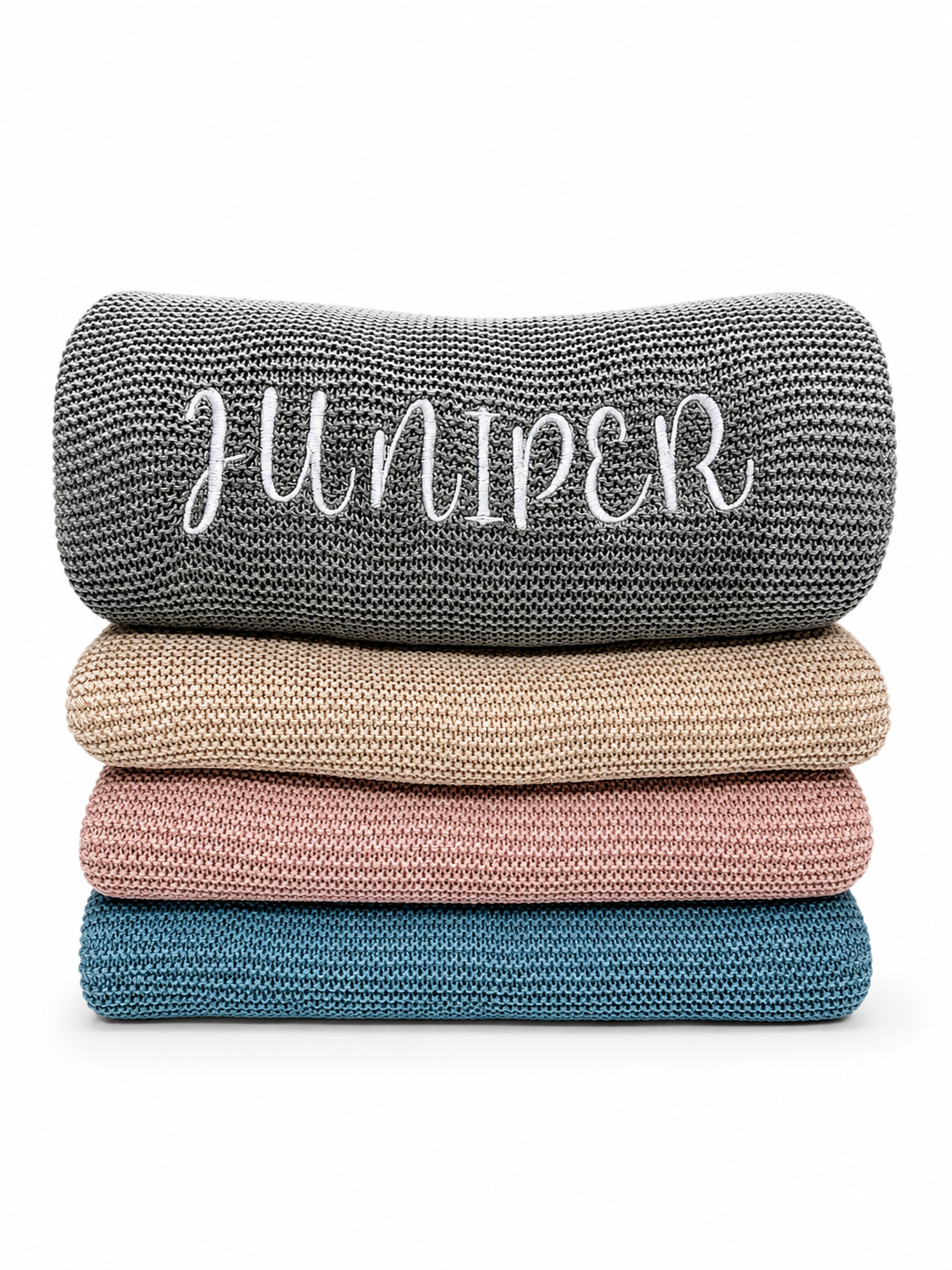 Personalised 100% cotton knitted blankets