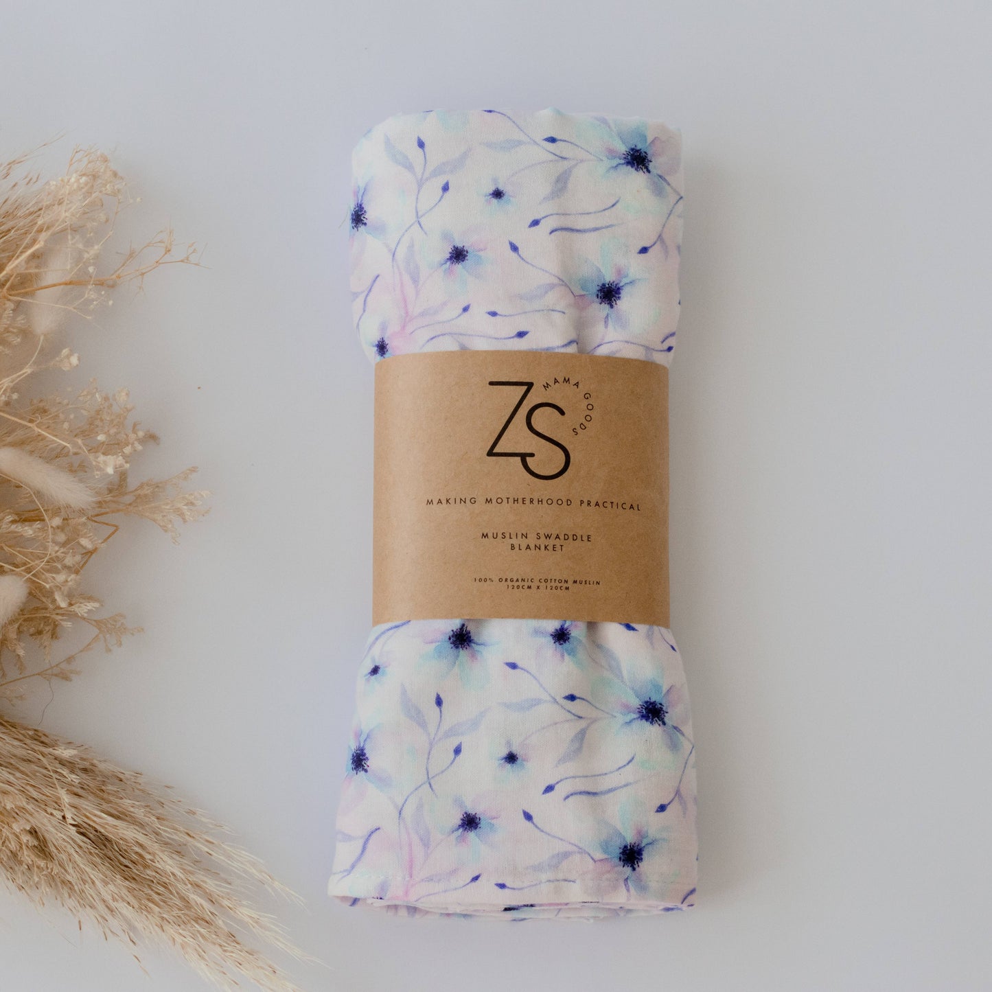 Organic Cotton Muslin Swaddle Wrap - Twilight Bloom