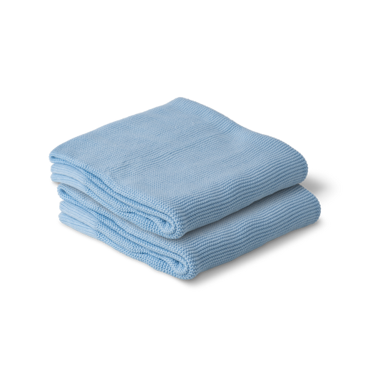 Personalised 100% Cotton Classic Knit Baby Blanket - Baby Blue