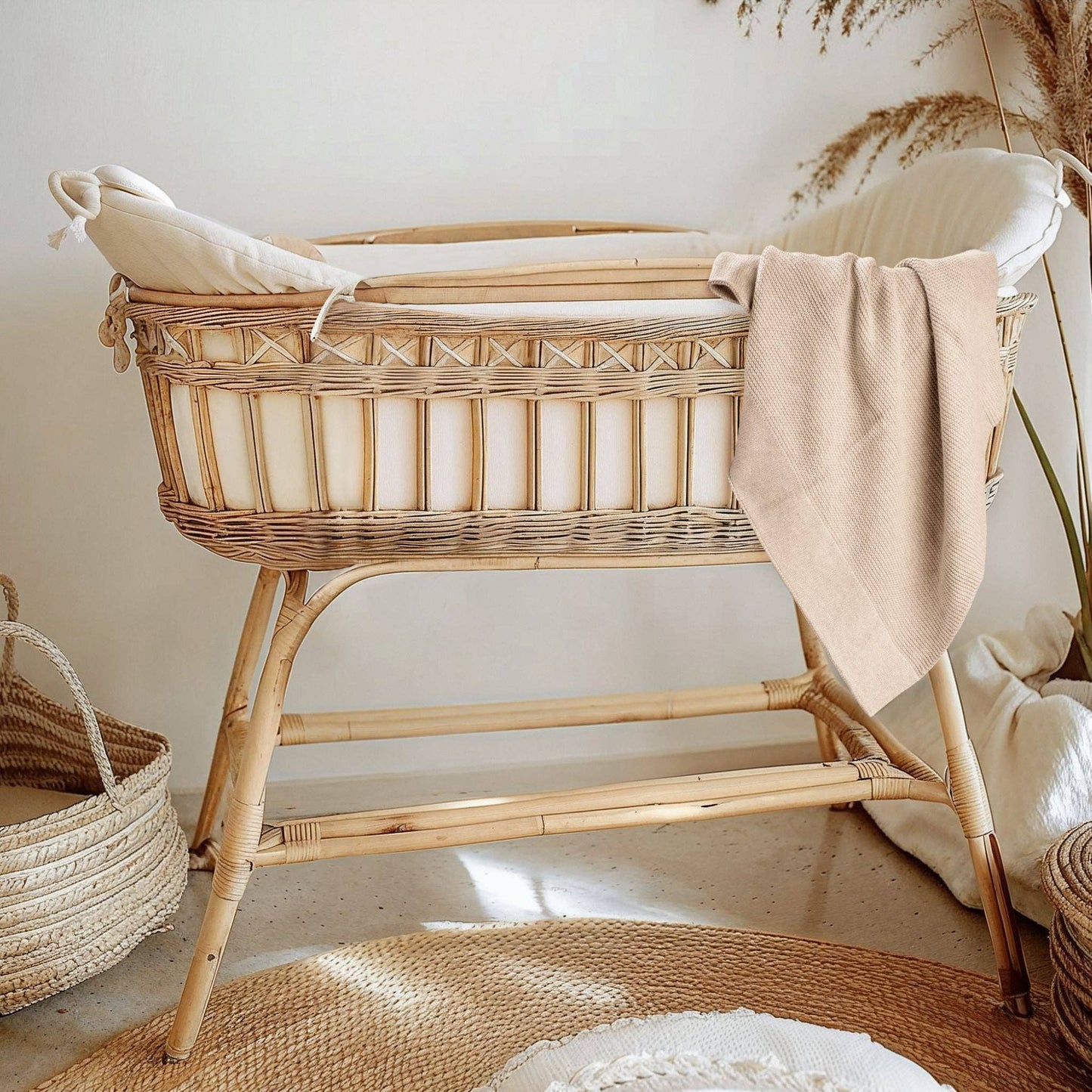 Personalised 100% Cotton Classic Knit Baby Blanket | Merino