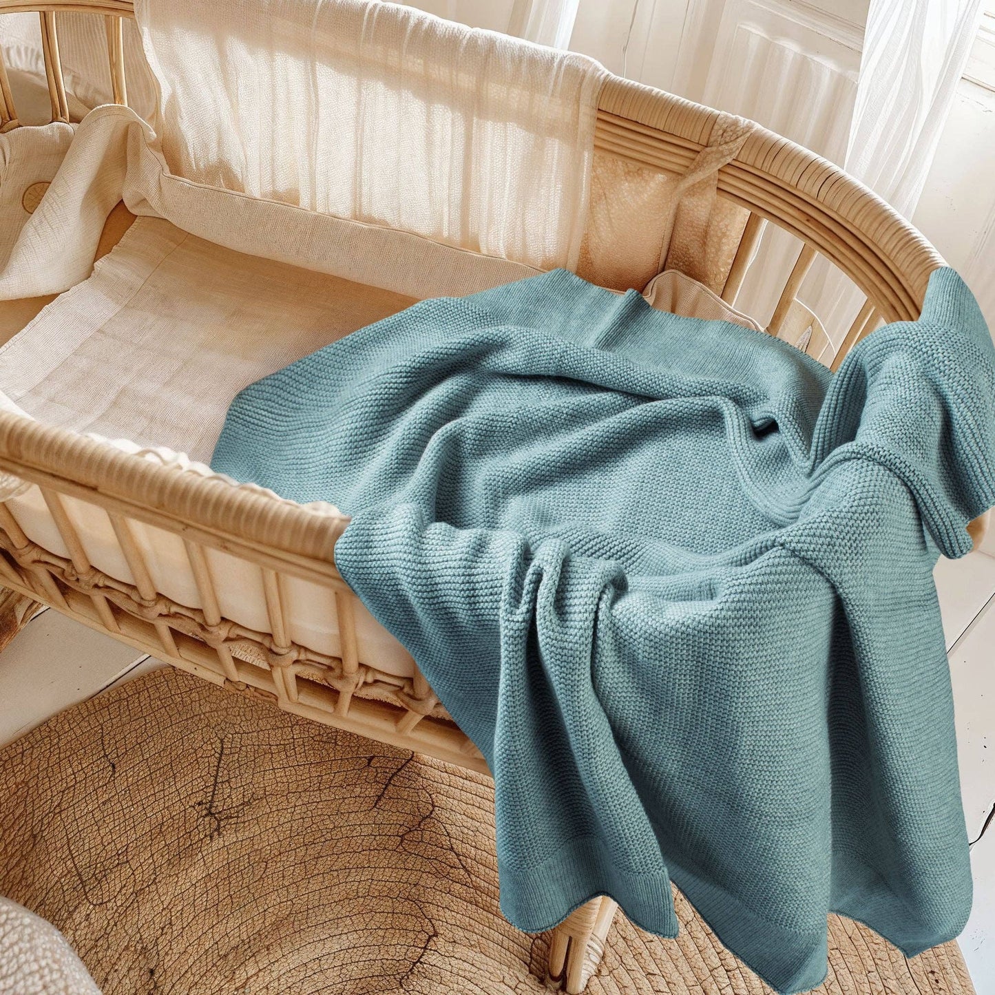 Personalised 100% Cotton Classic Knit Baby Blanket - Mantis Green