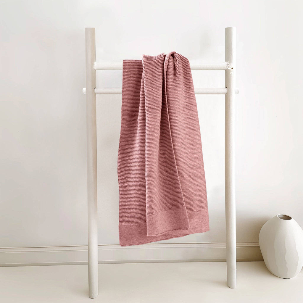 Cotton Classic Knit Baby Blanket - Plum