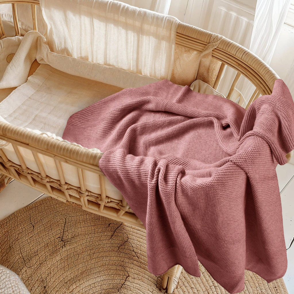 Cotton Classic Knit Baby Blanket - Plum