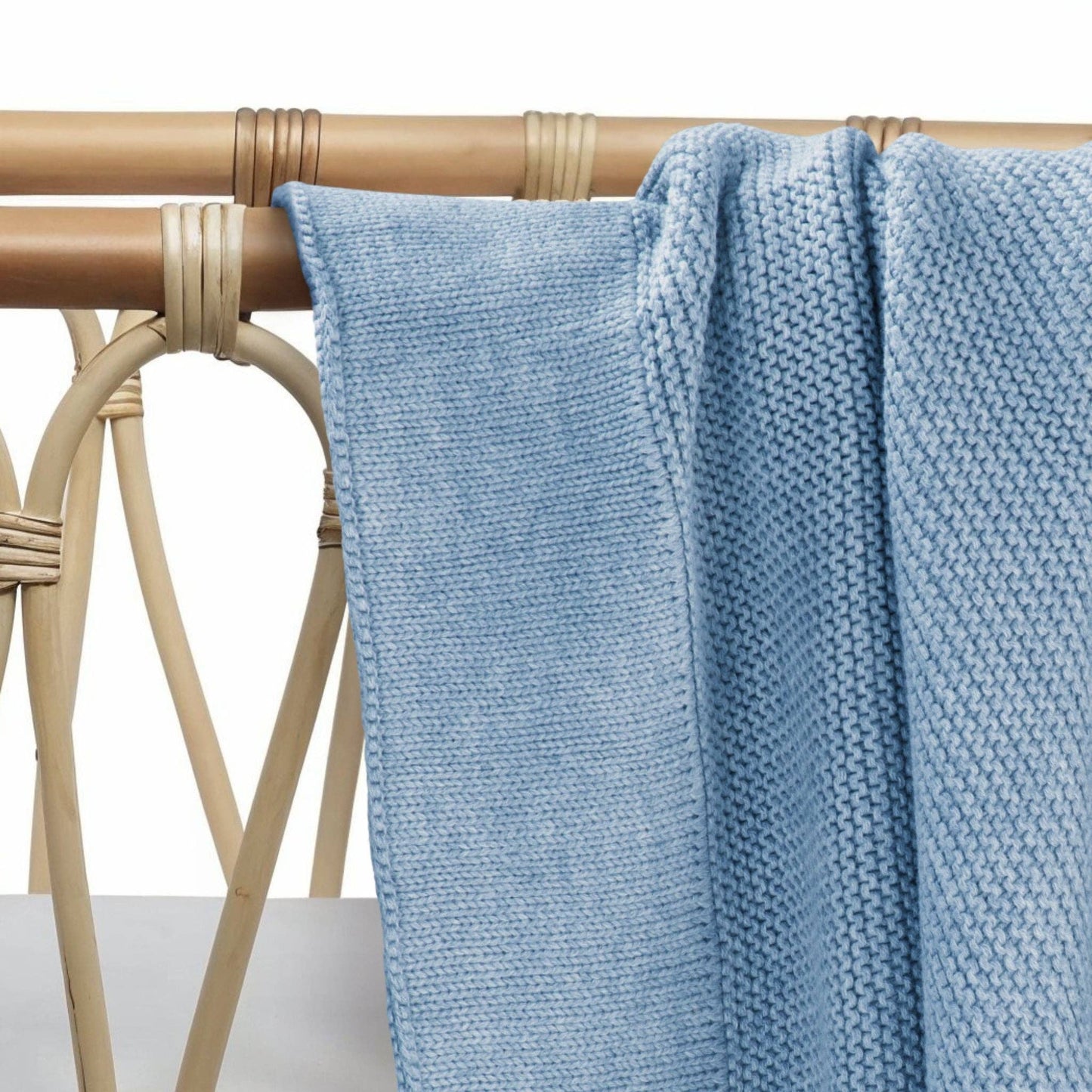 Personalised 100% Cotton Classic Knit Baby Blanket - Baby Blue