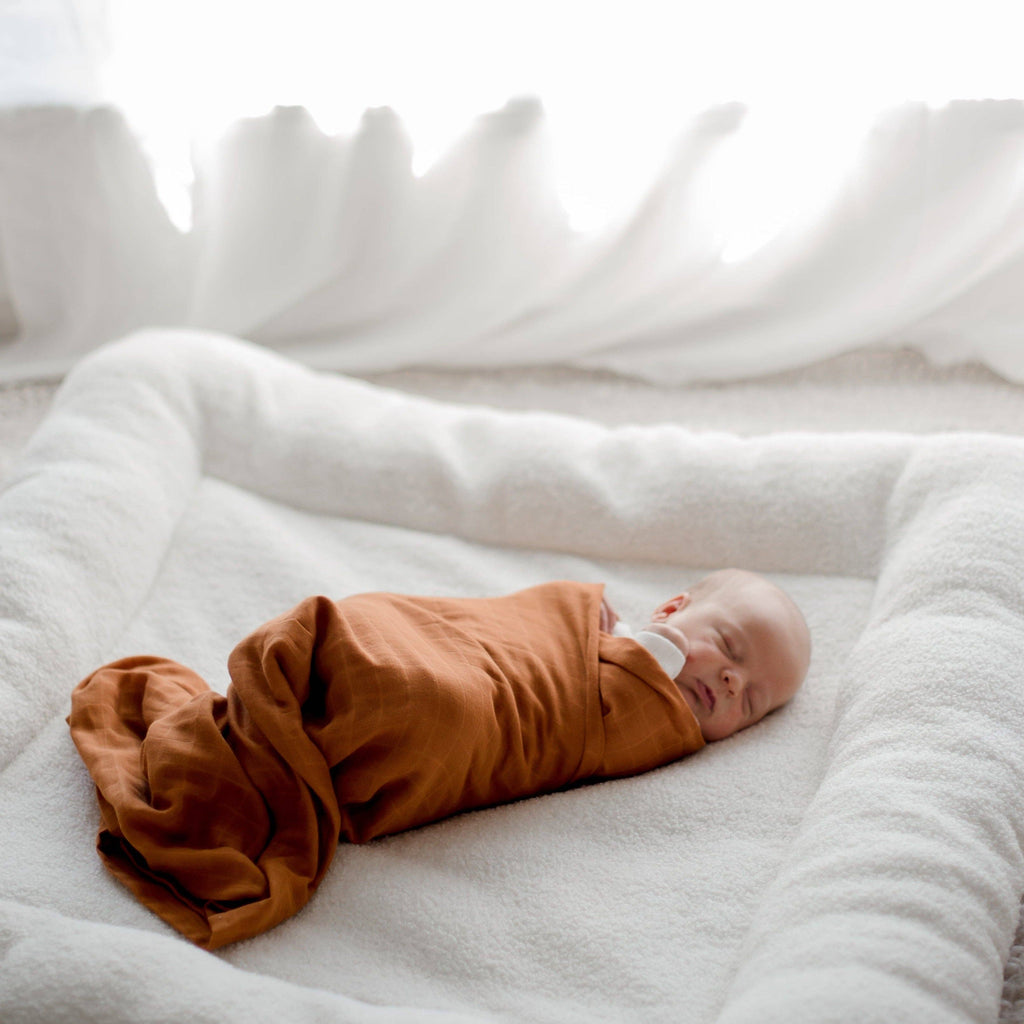 Organic Cotton Muslin Swaddle Wrap - Savannah Rust