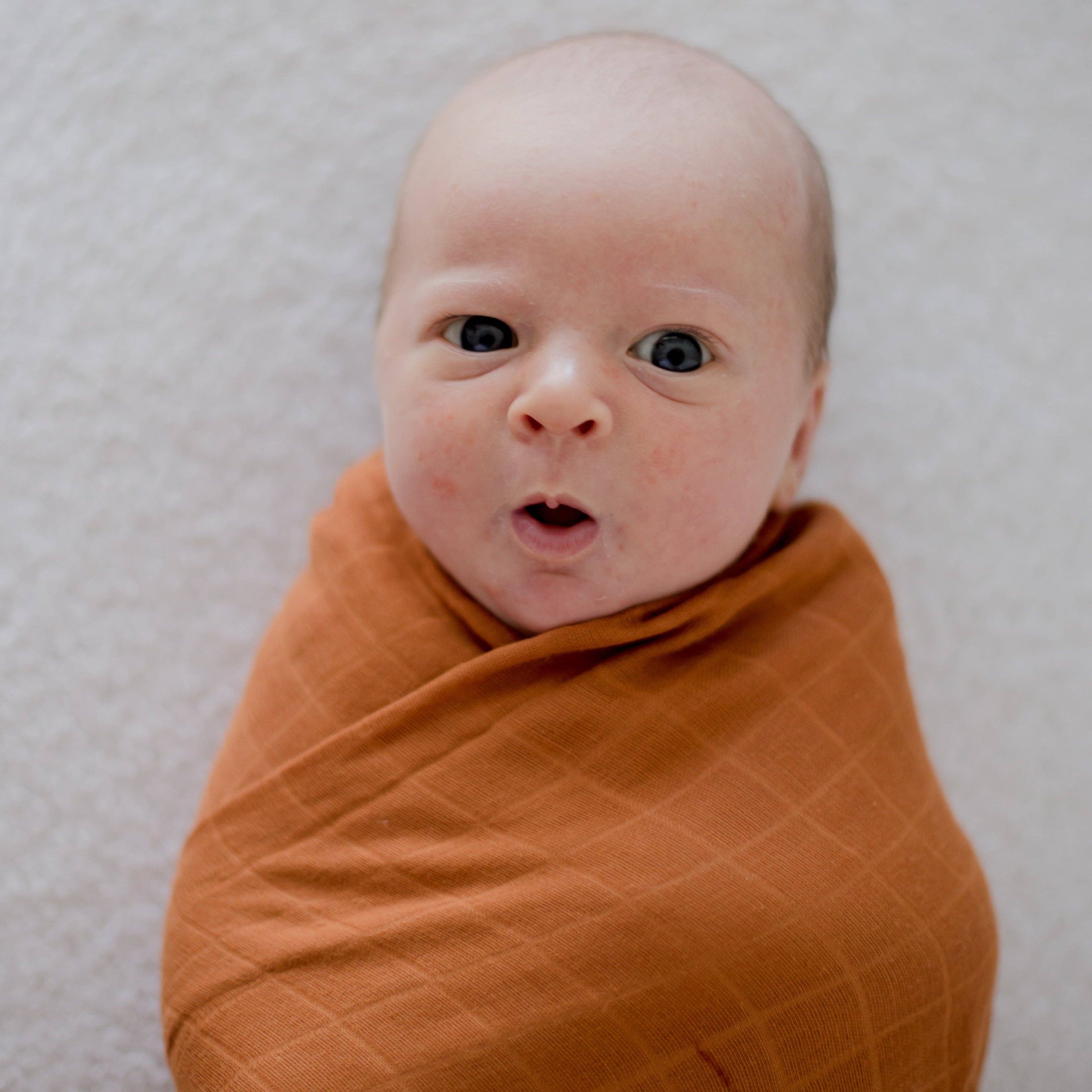 Organic Cotton Muslin Swaddle Wrap - Savannah Rust