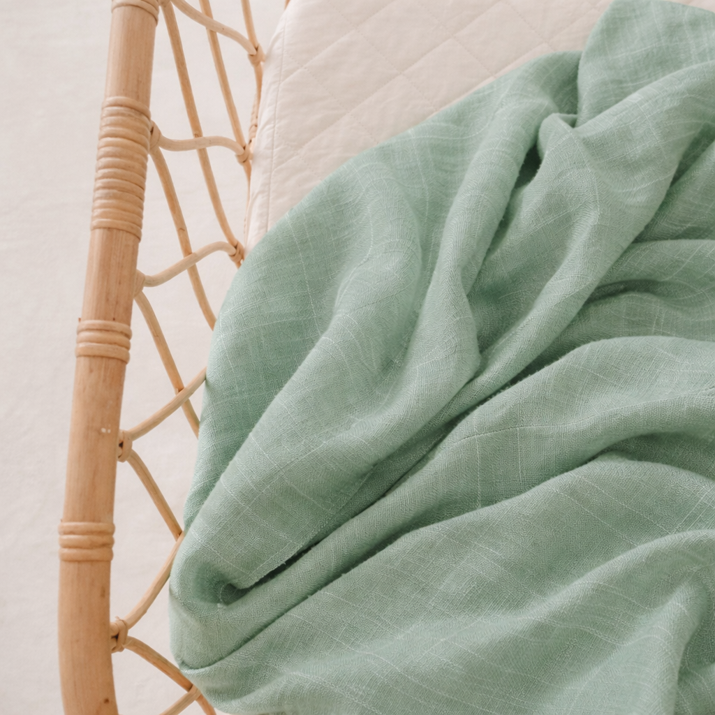 Organic Cotton Muslin Swaddle Wrap - Green