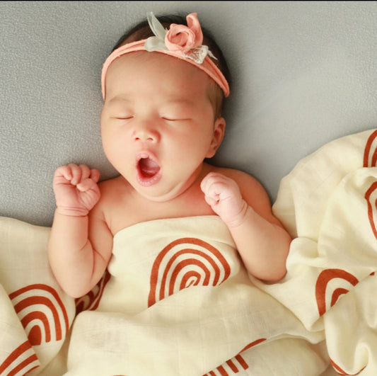 Cotton/Bamboo Muslin Swaddle Wrap - Neutral Rainbow