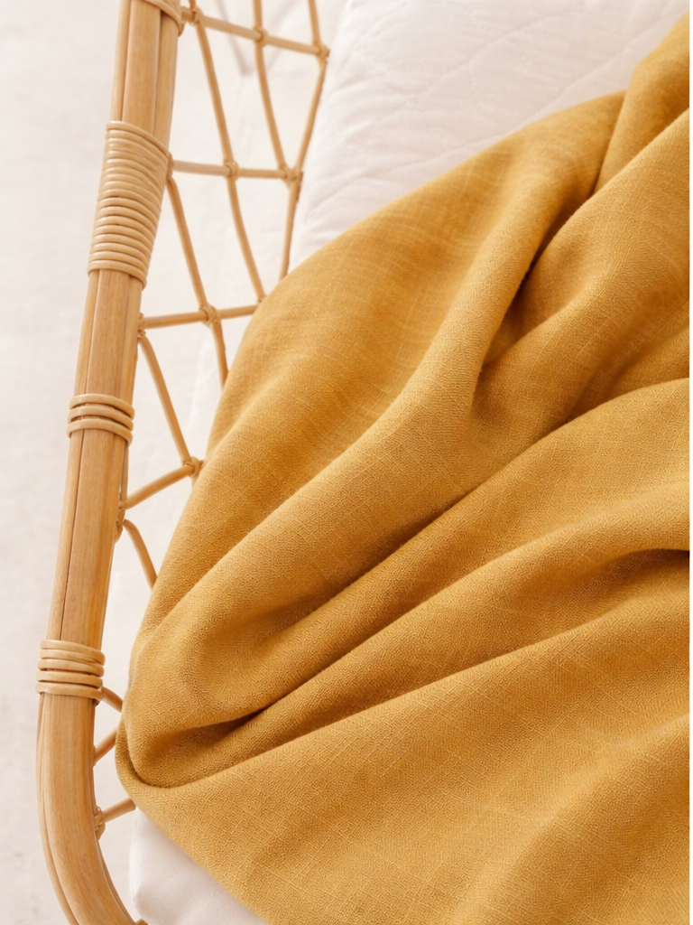 Organic Cotton Muslin Swaddle Wrap - Mustard