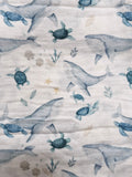 Cotton/Bamboo Muslin Swaddle Wrap - Under the ocean