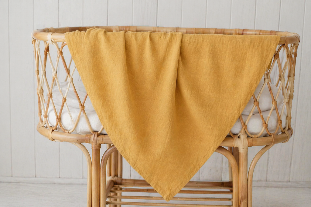 Organic Cotton Muslin Swaddle Wrap - Mustard