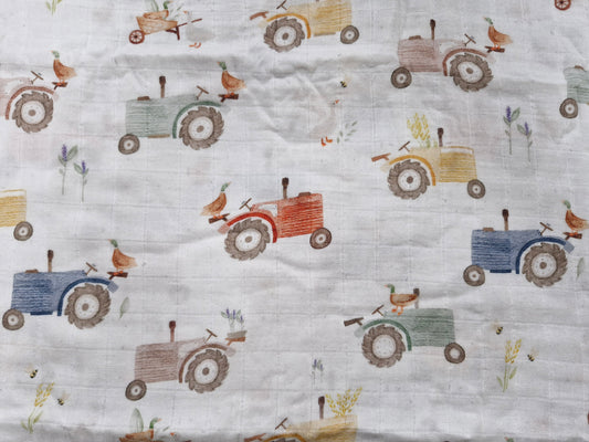 Cotton/Bamboo Muslin Swaddle Wrap - Farm Life