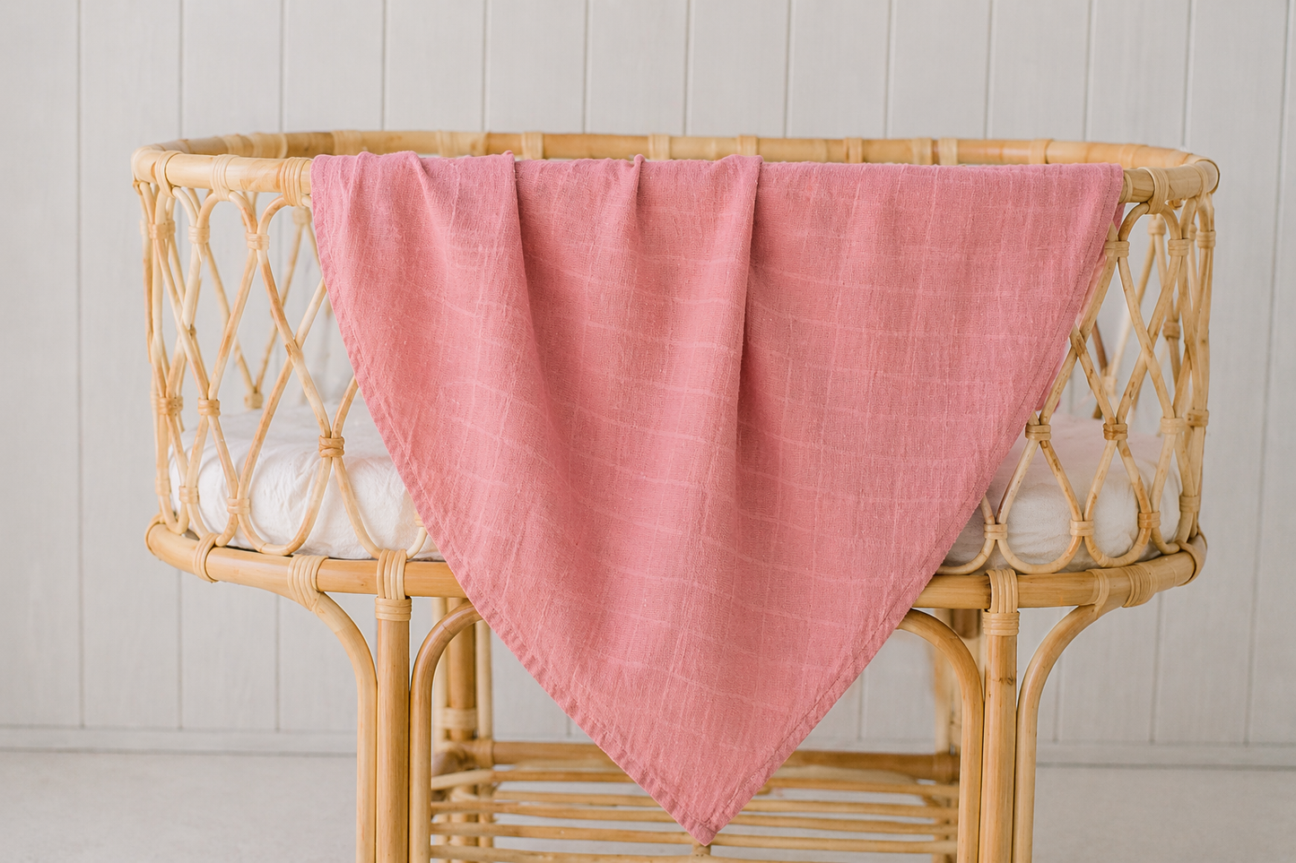 Organic Cotton Muslin Swaddle Wrap - Dusty Pink