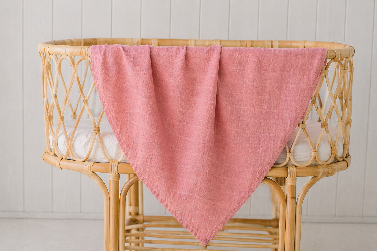 Organic Cotton Muslin Swaddle Wrap - Dusty Pink