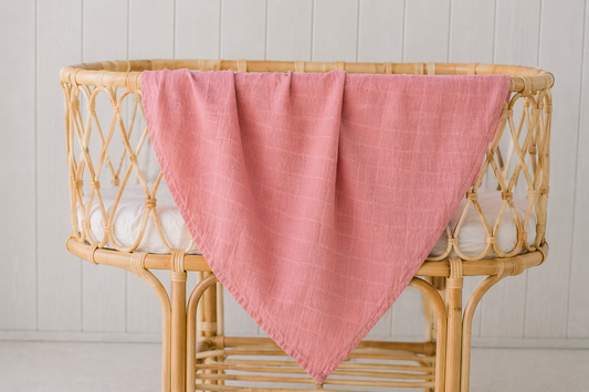 Organic Cotton Muslin Swaddle - Dusty Pink